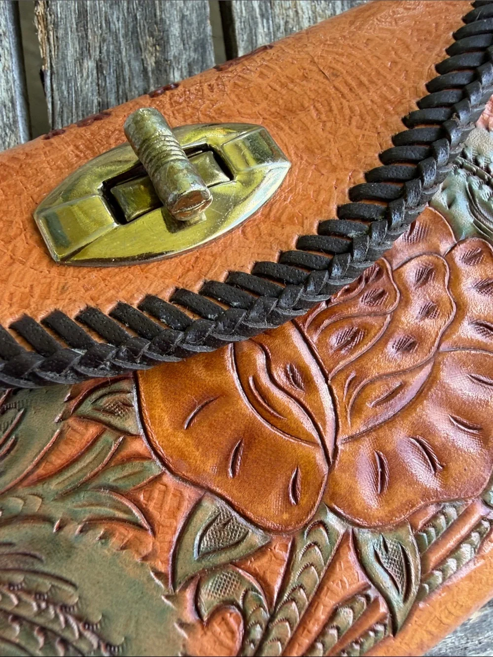 Vintage Hand-Tooled Leather Clutch